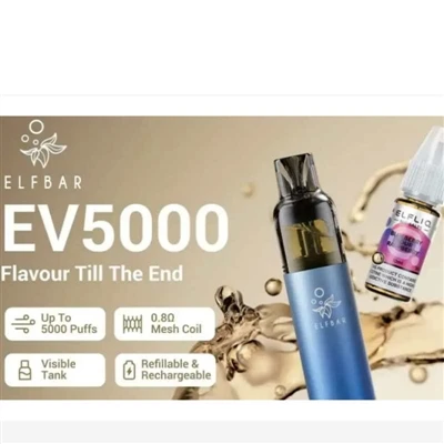 ELFBAR Launches A Refillable Electronic Cigarette EV5000 hauv UK, Nqe Ntawm £...