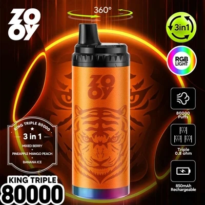 ZOOY KING 3-nyob rau hauv-1 80000 Puff Disposable E- luam yeeb: Teem Lub Tuam...