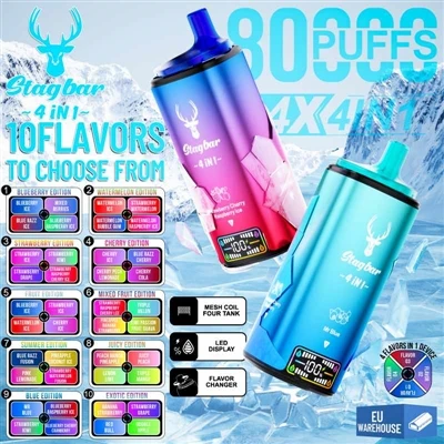 Stag Bar 4in1 80000 Puffs: Kev Xaiv Lub Sijhawm Tshiab Rau Siab -puff Disposa...