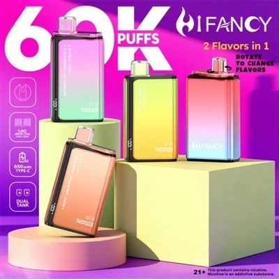 HIFANCY TWIN MAX 60K - Txaus siab rau Dual Flavors Thiab Kev Lom Zem Tsis Mua...