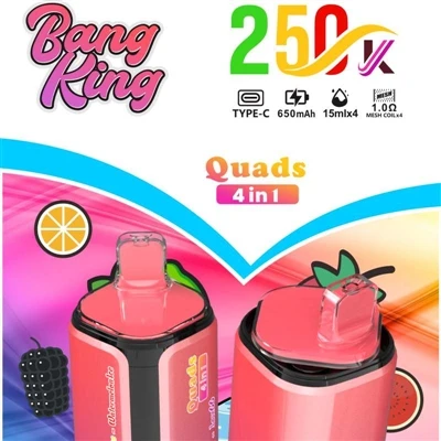 BANG KING Quads 250000 4IN1: Lub Siab -Xaiv kiv puag ncig hauv pov tseg Vape