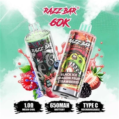 Razz Bar 65K + Puffs Vape: Ib qho khoom siv uas coj 'tus neeg tub nkeeg txoj ...
