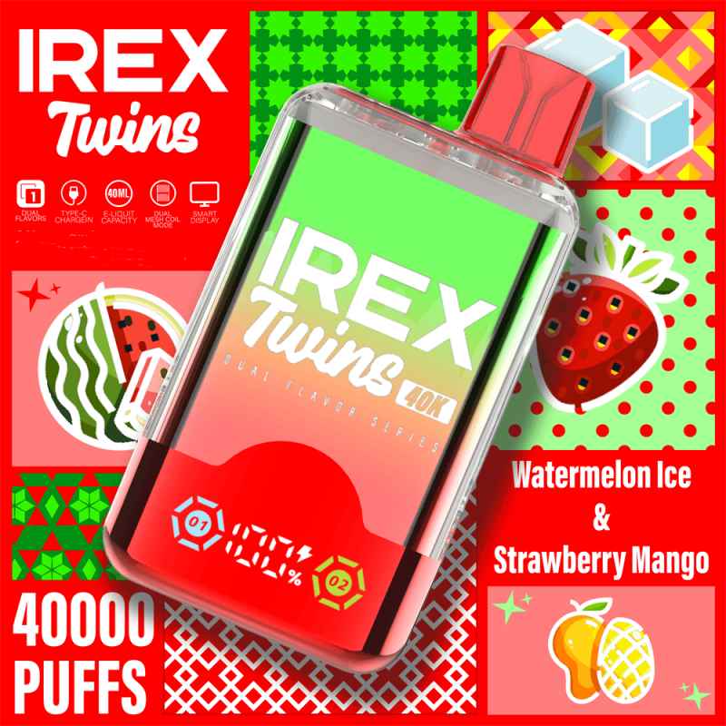 Watermelon IceStrawberry MangoIREX TWINS 40K Puffs Watermelon IceStrawberry MangoIREX TWINS 40K Puffs